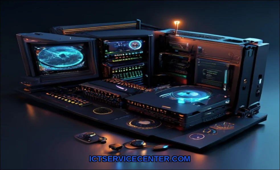 Clean vector illustration of ssd vs hdd in desktop